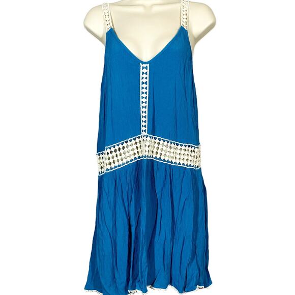 Lovestitch Strappy Spring Dress Crochet Waist Casual Teal - M - Picture 1 of 4